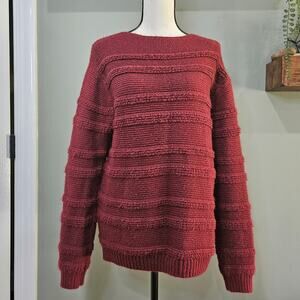 Universal Thread Women's Size M Chunky Rib Knit Crew Neck Burgundy Sweater‎